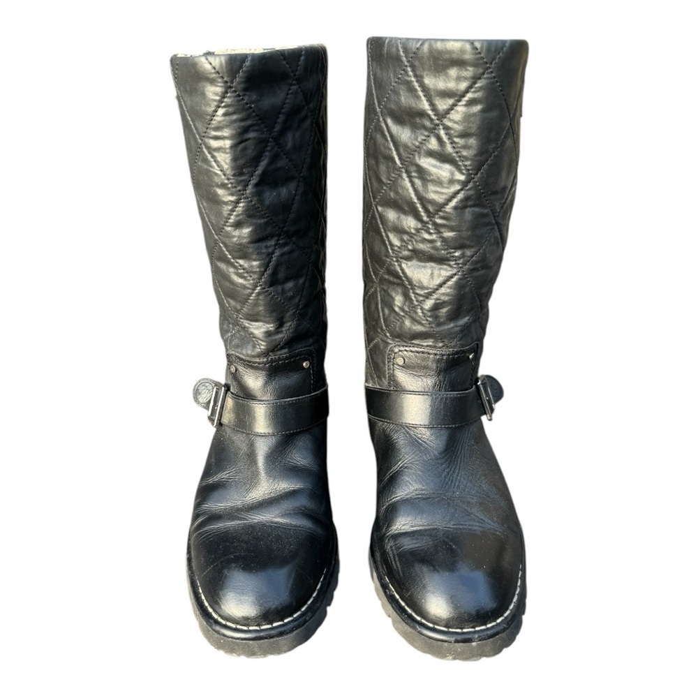 Chanel Leather Quilted Fleece Lined Boots